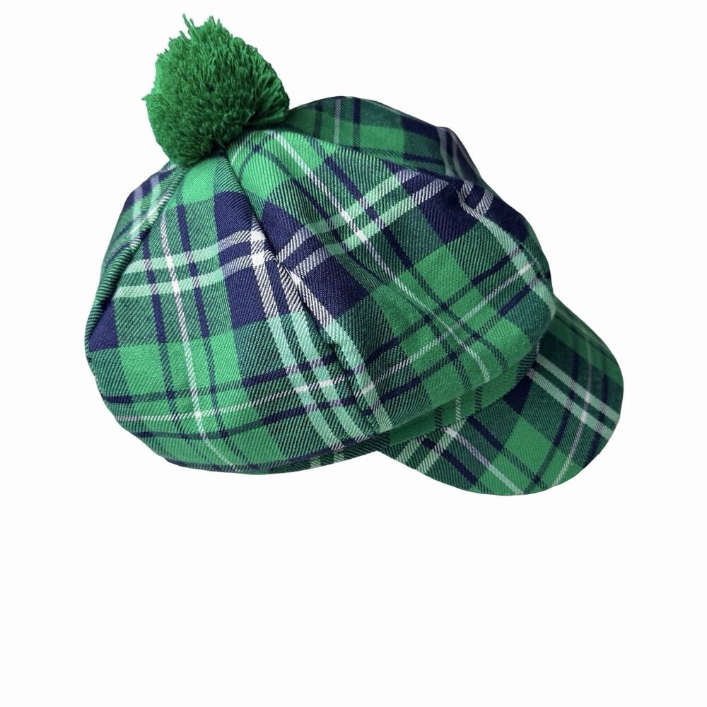 Adult Oversized Plaid Green Pom-pom Costume Newsboy Cap St Patrick's day Golf